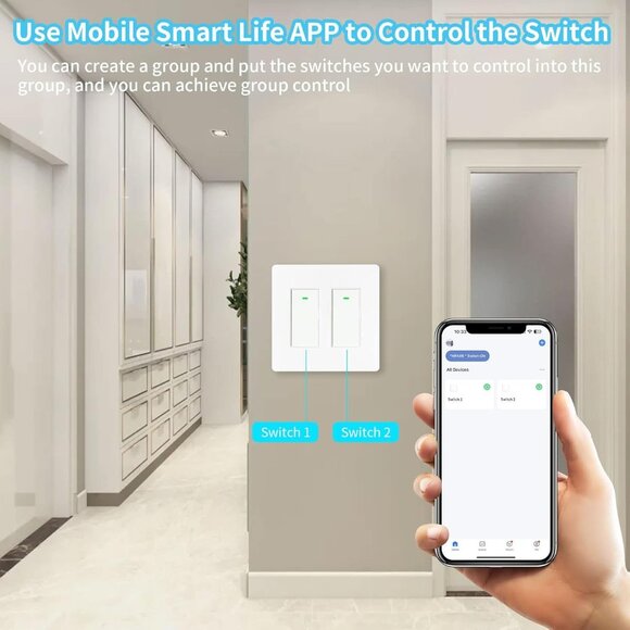Smart WiFi Light Switch 2 Gang Compatible With Alexa Google & SmartThings - Picture 6 of 11